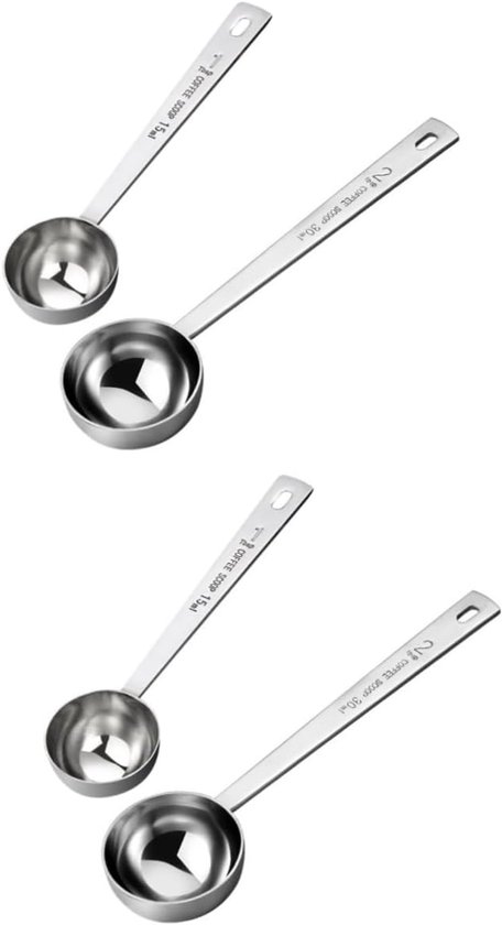 Maatlepels- koffielepels - keuken meten Schepje van 15-30ml- keukengadgets metaal koffie schep maatlepel bakken - meel koffie lepel- Roestvrij staal-4 Stuks set