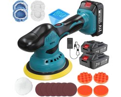 BOTC Polijstmachine - Poetsmachine Auto - Draadloze - 8 Snelheden - met 2x21V Accu en Accessoirekit - Blauw