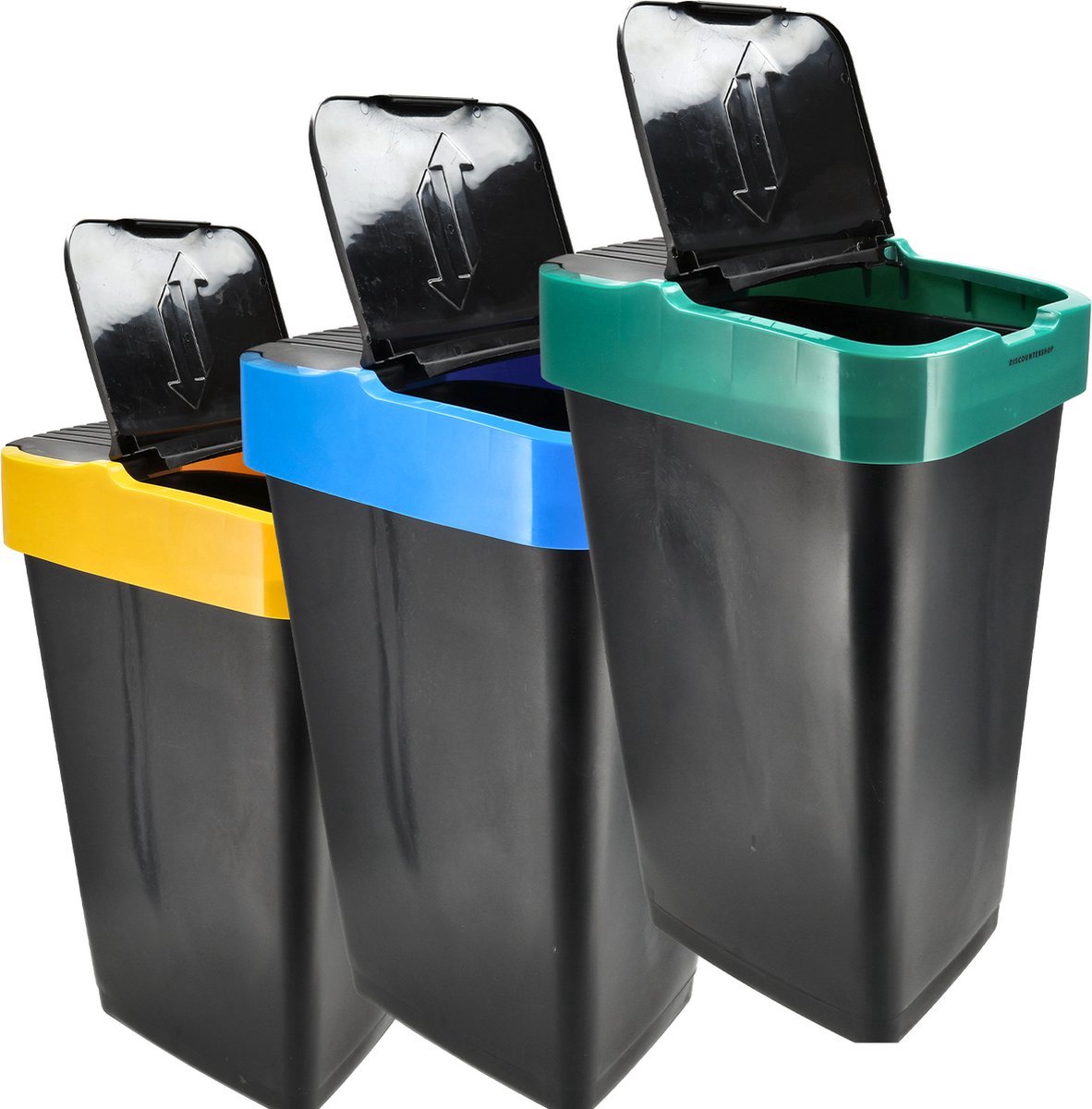 Goedkoopste Prullenbak sorteervuilbakken 3x 35Liter - schommeldeksel -afvalscheidingsbakken - sorteer prullenbak - afvalemmer - 3-delig - Zwart