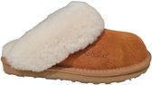 Fellhof Primo pantoffels dames maat 37 - bruin – lamswol – lamsleer - warme pantoffels – wollen pantoffels - sloffen – ademend - antislip zool