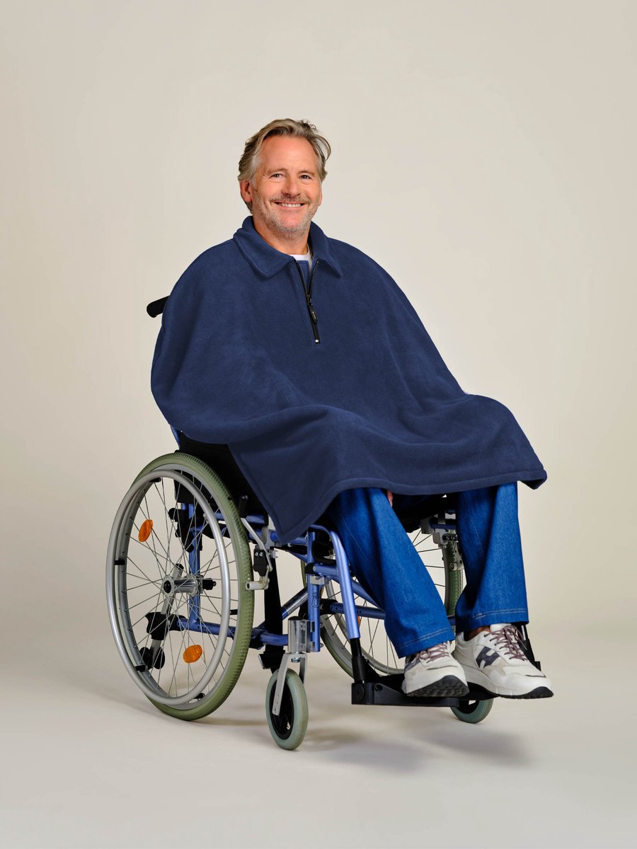 Goedkoopste Rolstoel poncho fleece - Rolstoelcape heren - Rolstoelcape winter - Marine