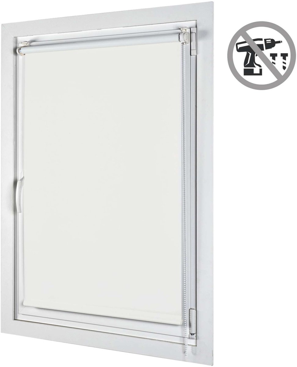 Storesdeco Opaco EasyFix rolgordijn, rolgordijnen zonder boren Wit 150x180 cm White