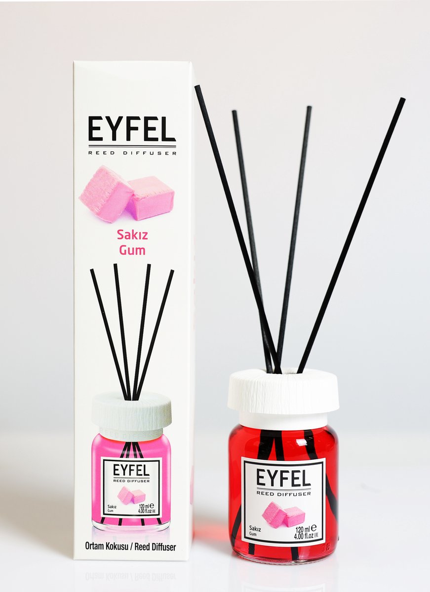 EYFEL - REED DIFFUSER - GEURSTOKJES - HUISPARFUM - GUM - 120ML