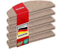 FLOORDIREKT Premium Trapmatten - London Pro - 15 Stuks - Zelfklevend - Halfrond - 25 x 65 cm - Beige