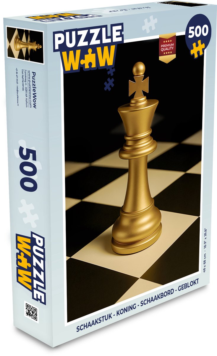 Puzzel Schaakstuk - Koning - Schaakbord - Geblokt - Legpuzzel - Puzzel 500 stukjes