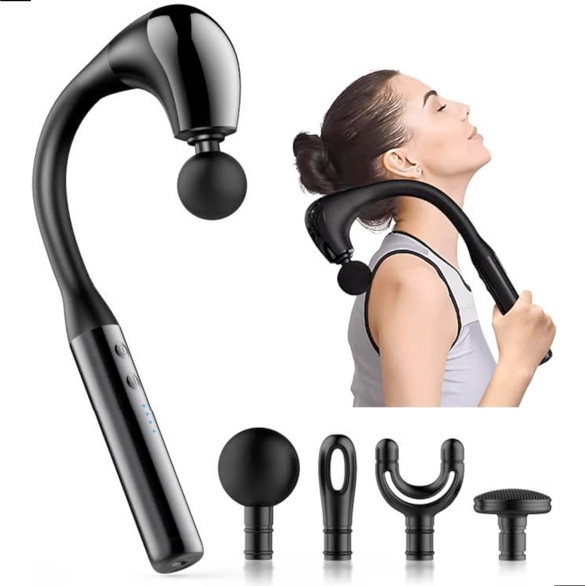 KHYR® - NIEUW - Massage Master Pro Extended Reach Massage Hammer - Professionele Massage Gun - U-vormig Massagegun met Verlengde Greep - Bereik Rug, Nek, Schouders & Benen moeiteloos – Stil en Krachtig door de borstelloze motor