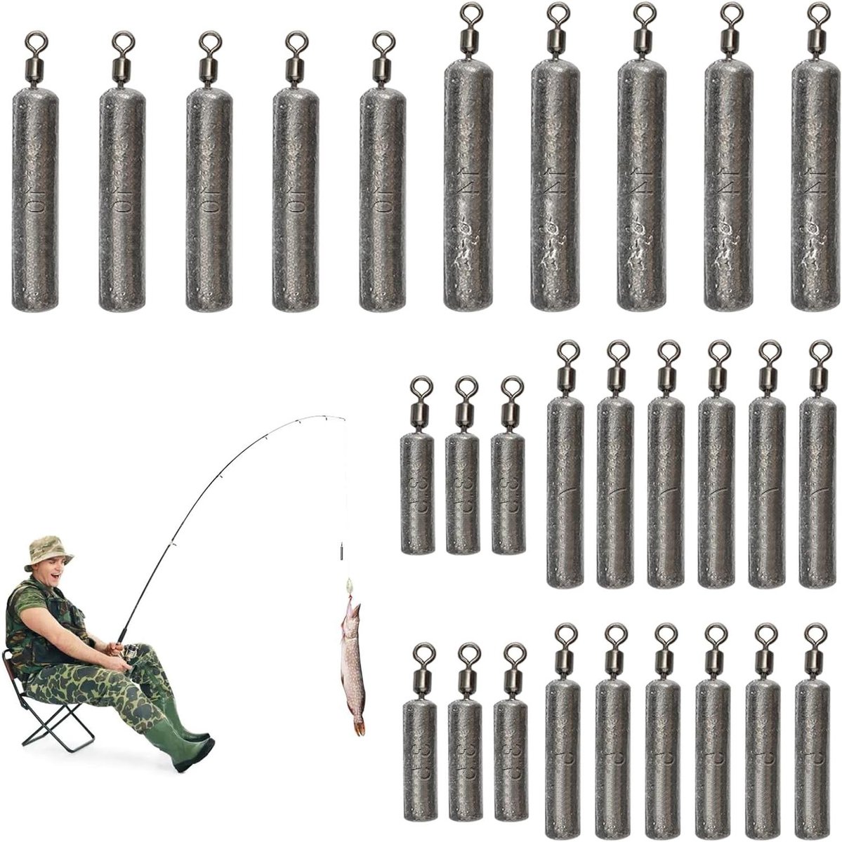 Dropshot loodvissen gewichten set (28 stuks) - ideaal voor dropshotten en dobbervissen (3.5g/5g/7g/10g/14g)
