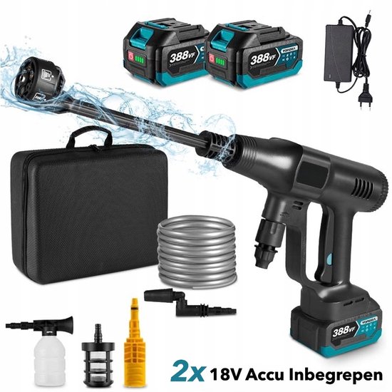 Hogedrukreinigers - Terrasreiniger - 2 Lithium Batterijen - Hogedrukreiniger Accu - Accu Hogedrukreiniger - Draadloze Hogedrukreiniger - Hogedrukreiniger - Hogedruk Reiniger - Hogedrukspuit