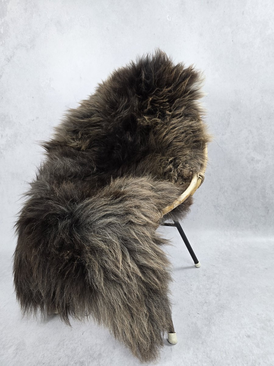 Schapenvacht- Exclusieve collectie - Woondecoratie - Bruin Grijs - 100% natuurlijke wollen vacht - 120x95 cm