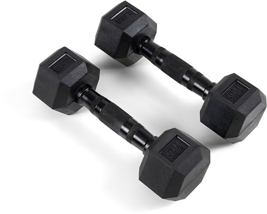 Gym Masters hexa Dumbbells 2,5 kg Set (2 stuks) – Hexagon Rubber Dumbbells – Zwart