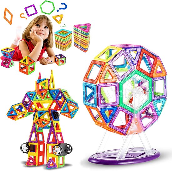Magnetische Constructieset Kinderen - 109 Stuks Grote Magnetische Bouwblokken - 3D DIY Speelgoed - Creatieve Educatieve Bouwset - STEM Speelgoed vanaf 3 Jaar - Cadeau voor Kerst en Kinderdag