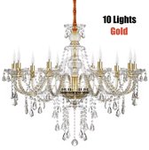 Crystal Chandelier - 10 Arm Kristallen Kroonluchter - Hanglamp - Goud - Woonkamerlamp - Moderne lamp - Plafonniere