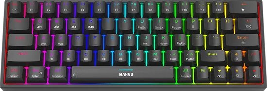 Marvo SHOGO 63W Tri-Mode Mechanisch Gaming Keyboard – Pre-Lubed Switches – Tri-Mode Draadloos (Bluetooth/2.4G) & Bedraad – RGB