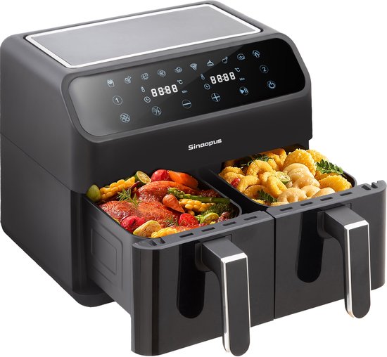 Digitale Airfryer XXL 10L 2000W Zwart Dubbele Mand - Digitale - €82,00
