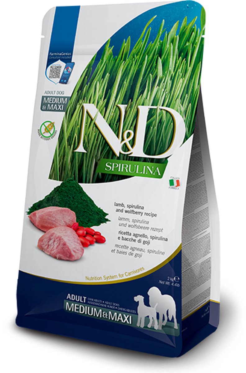 farmina N&D Spirulina hondenvoeding Lam medium/maxi 2 kg