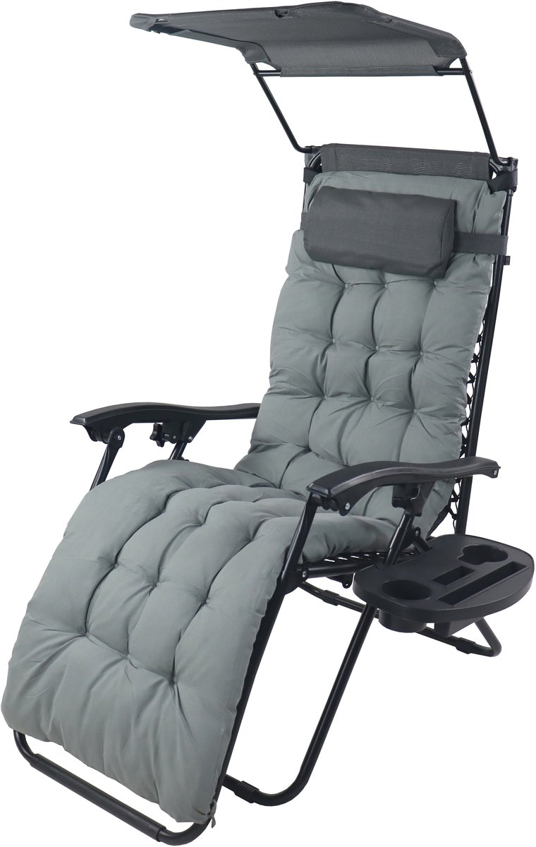 VCM grijze rotan ligstoelen set van 2, ligstoel, ligbed, tuinligstoelen, opvouwbare strandligstoel, verstelbare ligstoel, zonnebed, opvouwbare ligstoel met gezichtsopening, draagbare strandligstoel, ligstoel met kussen