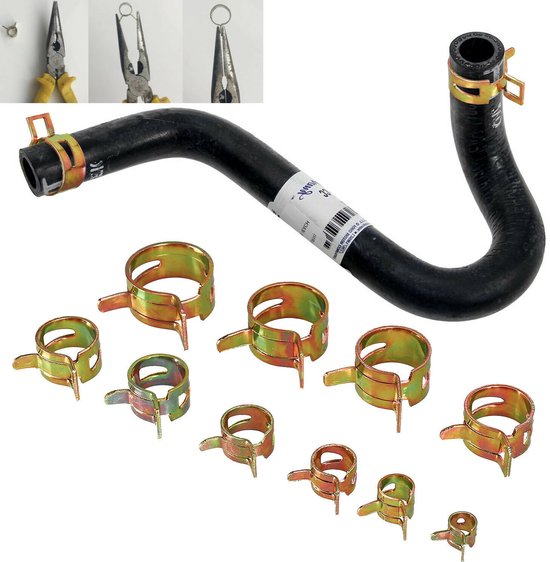 Slangklemmen Set - 50 Stuks - 5 t/m 9 mm - Veerklemmen voor Brandstofslang, Waterleiding, Luchtbuis & Pijpsluiting - RVS Slangklemsluiting — afbeelding 3