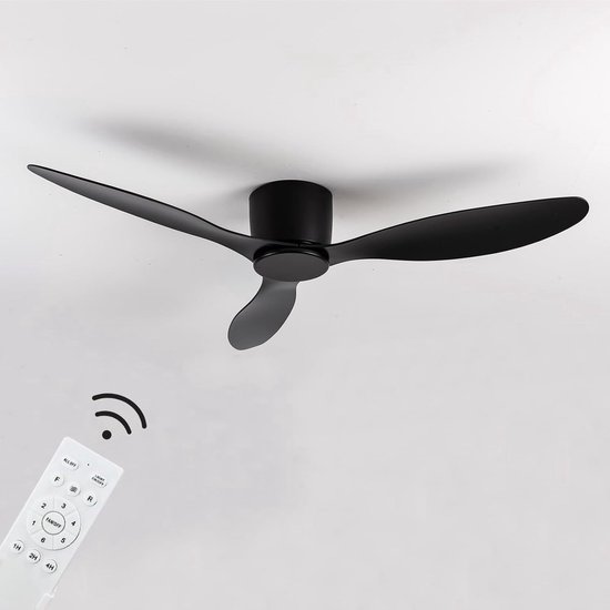 Plafondventilator Ø132cm – zwart – energiezuinig – 6 snelheden