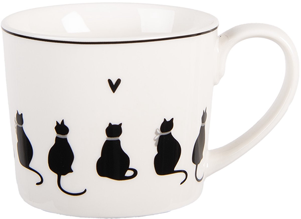 Clayre & Eef Mok 275 ml Wit Porselein Katten