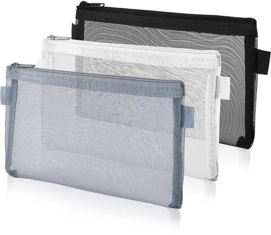 BAGSMART TSA-goedgekeurde toilettas, 2 stuks, transparante make-uptas-organizer, zwart, 3 Pack
