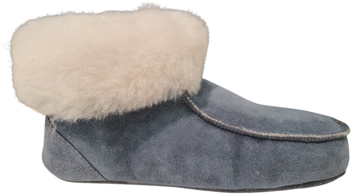 Fellhof 3101 Blauw Grijs Uniseks Pantoffels Lamswol - Blauw/Grijs - 43