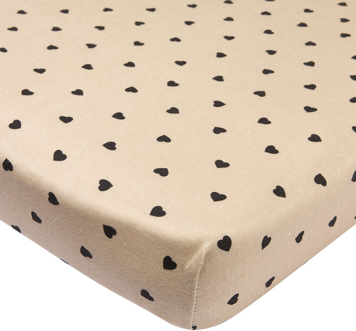 Meyco Baby Sweet Heart Hoeslaken Boxmatras - Soft Sand/Black - 75x95cm