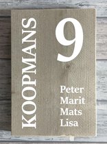 Naambordje voordeur steigerhout | houten naambord 30x20 cm
