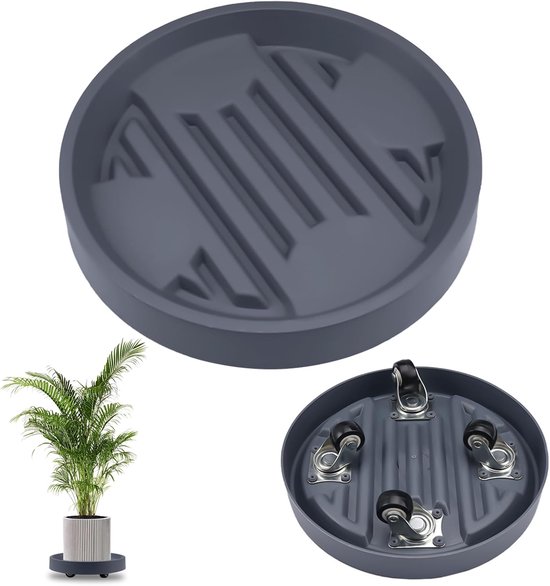 UISEBRT WPC Plantenroller, 30 cm, draagkracht 100 kg, bloemenroller, rolplank, planten, bloempot, onderzetter met wieltjes, vergrendelbaar, voor buiten en binnen, antraciet, rond UISEBRT WPC Plantenroller, 30 cm, draagkracht 100 kg, bloemenroller, rolplank, planten, bloempot, onderzetter met wieltjes, vergrendelbaar, voor buiten en binnen, antraciet, rond