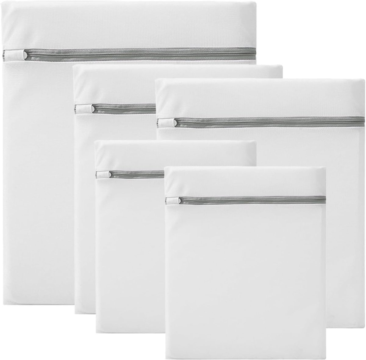 Pack van 5 Herbruikbare Mesh Waszakken - Fijne Mesh - Chunky Mesh - Bescherming voor Kleding in Wasmachine - Ondergoed - Sokken - Ritssluiting