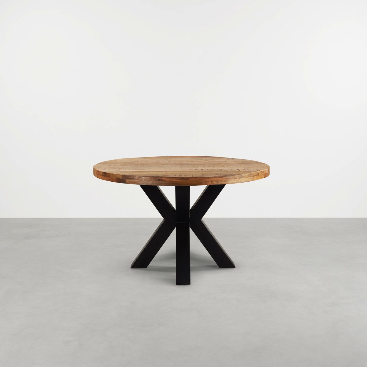 Ronde eettafel 120 cm mangohout glad rond 76cm 6cm dik blad