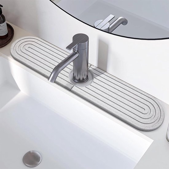 Vochtabsorberende Keukenmat Spaceneat Diatomeeënaarde Droogmat Voor Aanrecht - 40x30 Cm, Grijs Marmer, Snelle Vochtabsorptie Antislip Droogmat