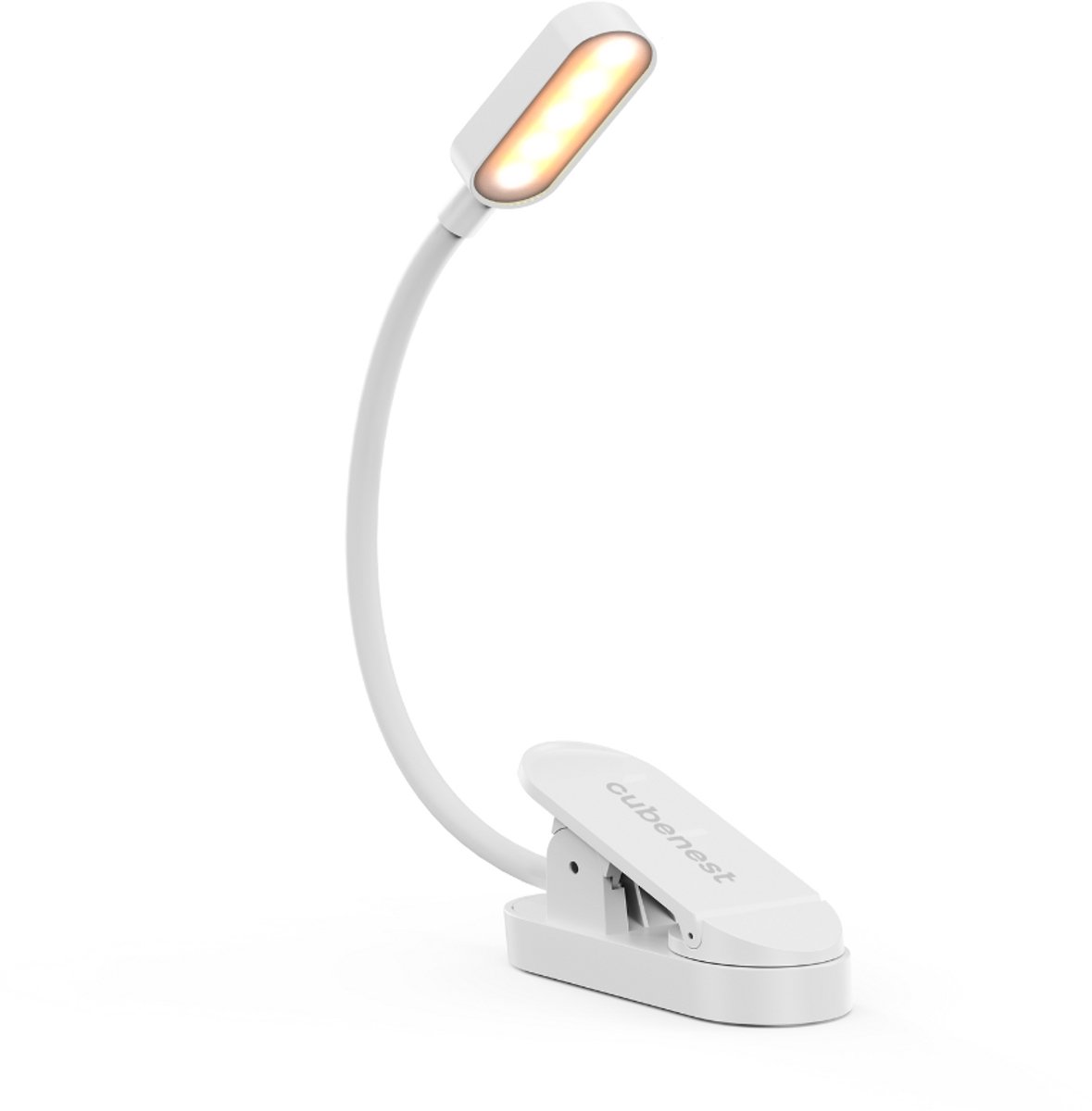 Cubenest LTW02 - Clip-on verlichting - Leeslampje - Bedlamp - Klemlamp - Bedlampjes Leeslampjes - Boeklampje - Bedlampjes Slaapkamer Volwassenen - Leeslampje voor Boek - Voor in Bed - Met Klem - Oplaadbaar USB - Slaapkamer - Oplaadbare - Wit