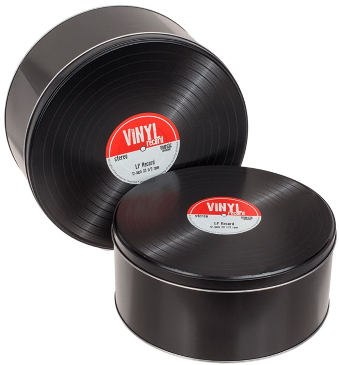 Set van 2 Metalen Opbergblikken Vinyl Plaat
