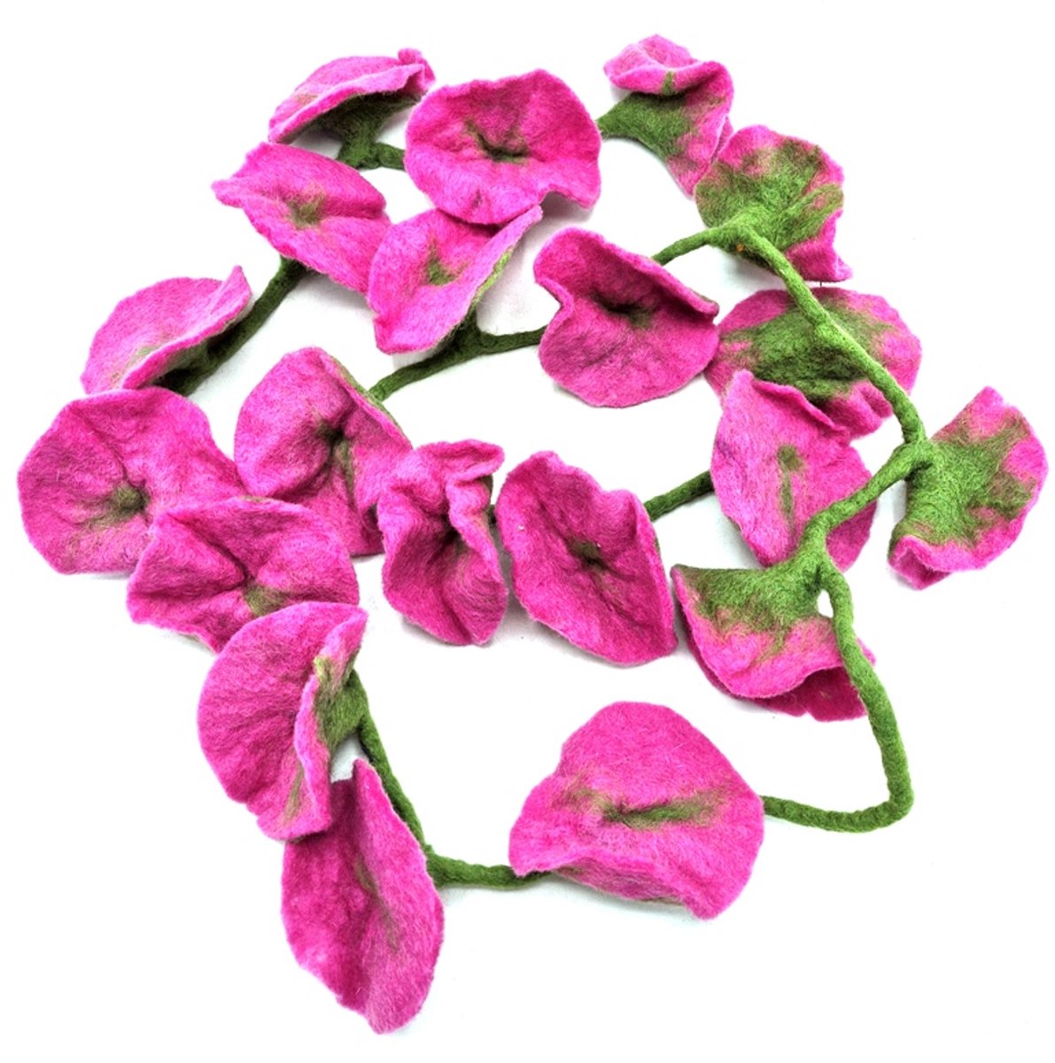 Vilten Bloemen Slinger - Pink Lady - Handgemaakt - Lengte ca. 180cm - 100% wol