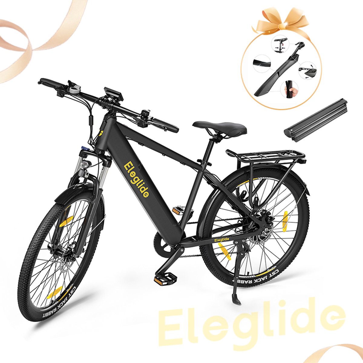 EleglideT1 E-bike27,5"elektrische mountainbike voor mannen én vrouwen,250W motor,36V12,5Ah accu incl.reserve,Shimano7-versnellingen,LCD-display.100kmactieradius (ondersteuningsmodus),max25km/u. Ideaal voor woon-werkverkeer en offroad--gratis spatbord - EleglideT1 - €799,00