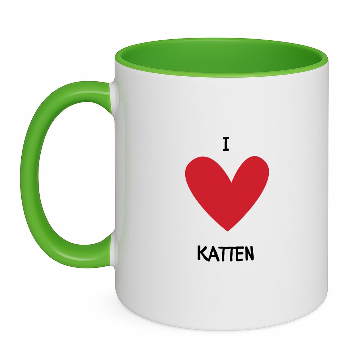Hacebo® - Ik hou van katten koffiebeker groen - Katten - Katten liefhebbers - thee mok - koffie beker - Huisdieren - kattenwasje - dierendag - koffiemok - 350 ML inhoud