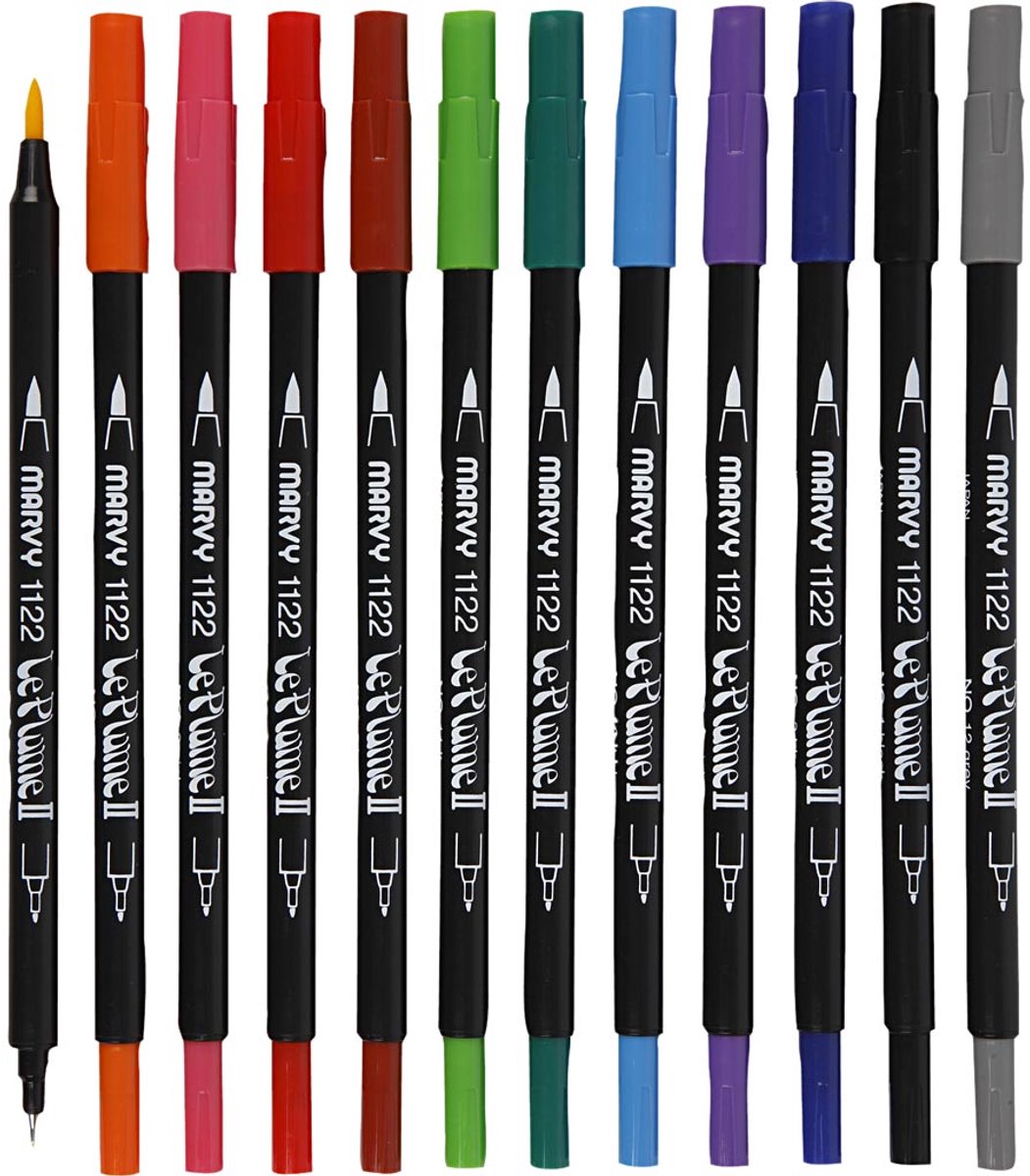 Le Plume II Markers, sterke kleuren, 12 stuk/ 1 doos
