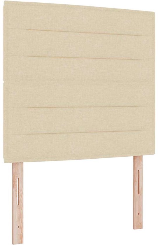 vidaXL - Boxspring - bed - met - matras - met - hoofdeinde - Crème - 90 - x - 190 - cm - Stof