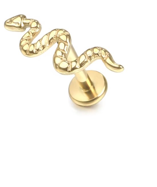 Piercing d'oreille - Couleur : Or - Dimensions : 12 x 6 MM - Titane - Tragus / Cartilage / Helix / Conque - Piercing d'oreille - Bijoux de piercing - Haute qualité - Piercing Labret - Bijoux de Luxe - Boucles d'oreilles