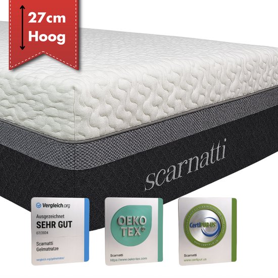 EVERGREENWEB - Matras 160x200 met Memory Foam Topmatras 32 cm hoog 2 Kussens, Orthopedisch, Bekleding Wit MASSEREND effect Mijtbestendig Bed Topper, Matrasbeschermer 100% Vlokkenvulling Veer-effect