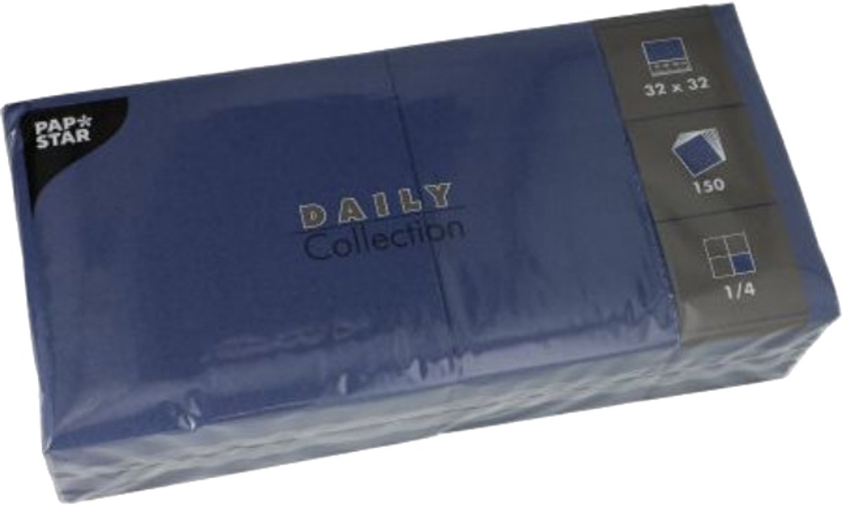 150 Servetten DAILY Collection 1/4 vouw 32 cm x 32 cm geel