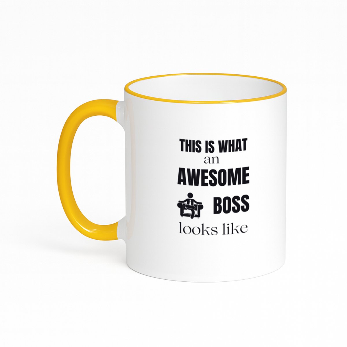 Hacebo® - this is what an awesome trainer looks like koffiebeker met gekleurde rand goudgeel - Trainer - cadeau trainer - thee mok - koffie beker - cadeau - coach cadeau - bedankt voor alles - koffiemok - 330 ML