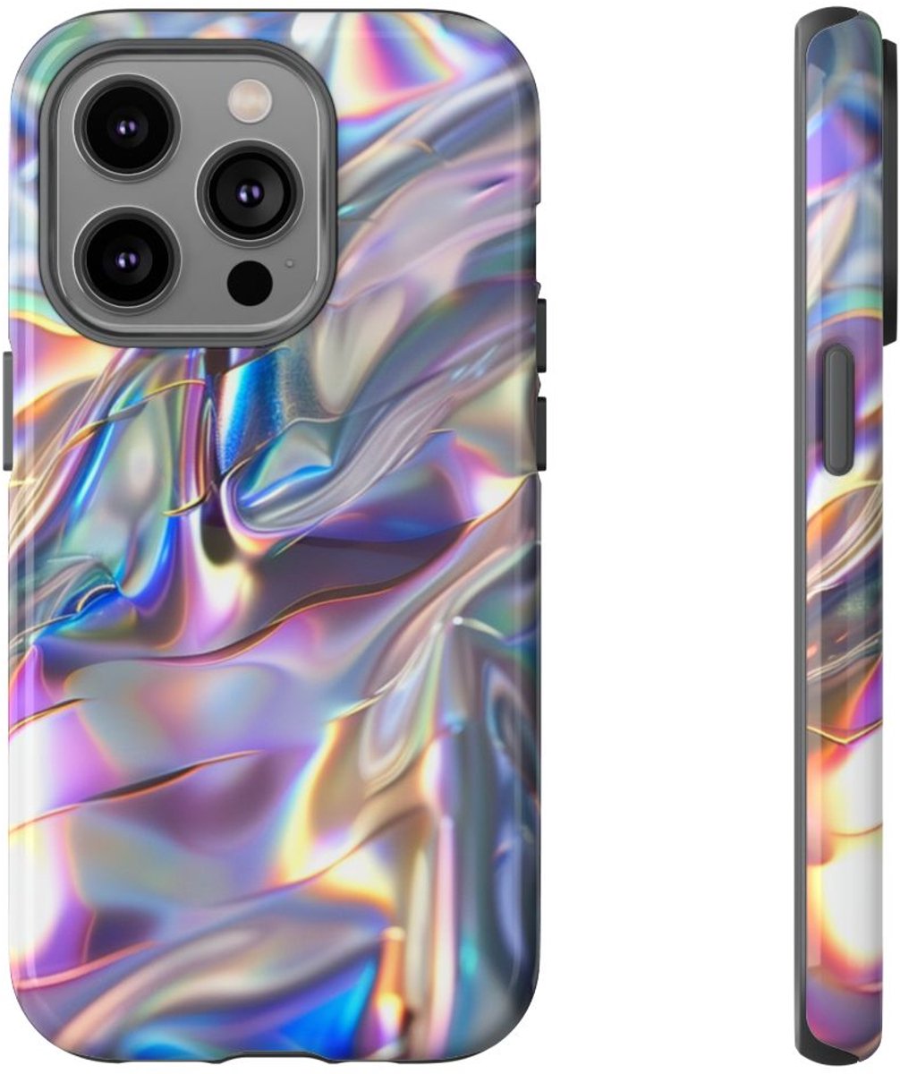 Iridescerende Holografische Textuur – Telefoonhoesje Geschikt voor iPhone 14 Pro