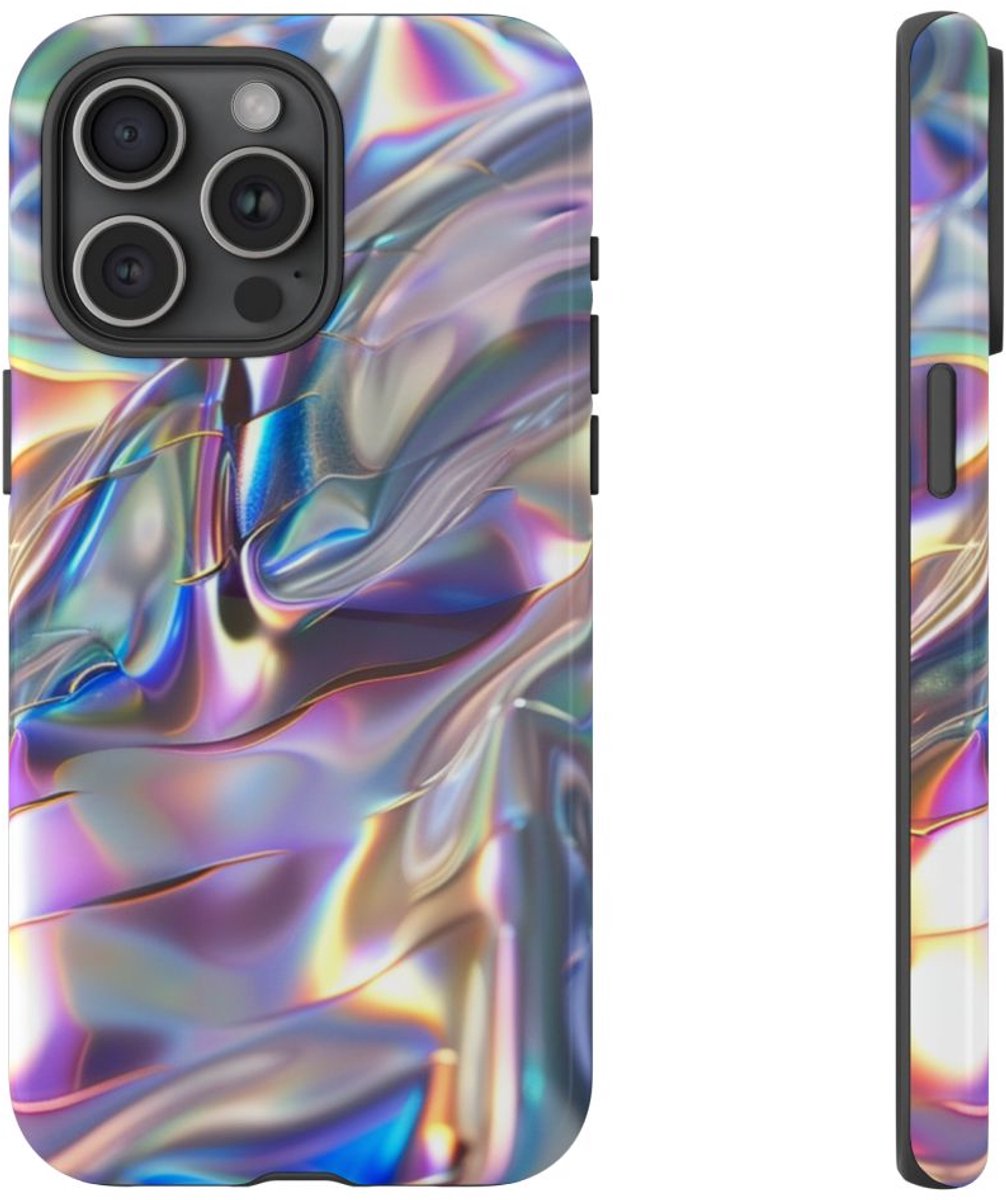 Iridescerende Holografische Textuur – Telefoonhoesje Geschikt voor iPhone 15 Pro Max
