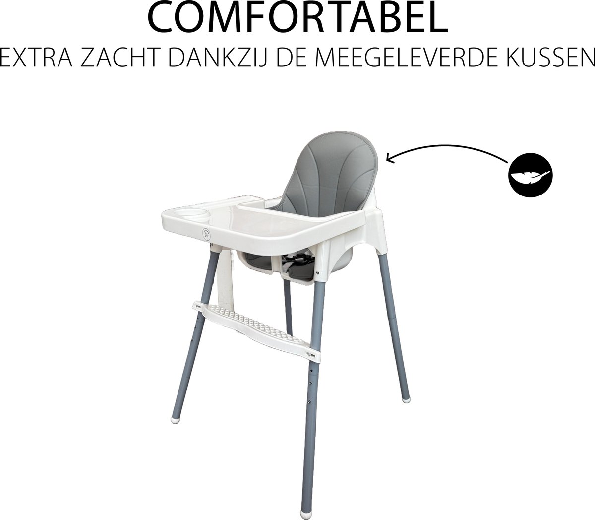 Liefjes & Co Kinderstoel - Eetstoel Baby – Inclusief Kussen – Verstelbare Baby Eetstoel – 2 in 1 & Peuterstoel – Wit thumbnail 2
