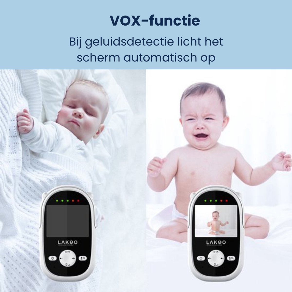 Afbeelding 3 van LAKOO C Babyfoon - Compacte Monitor en Camera - Babymonitor - 2 inch scherm