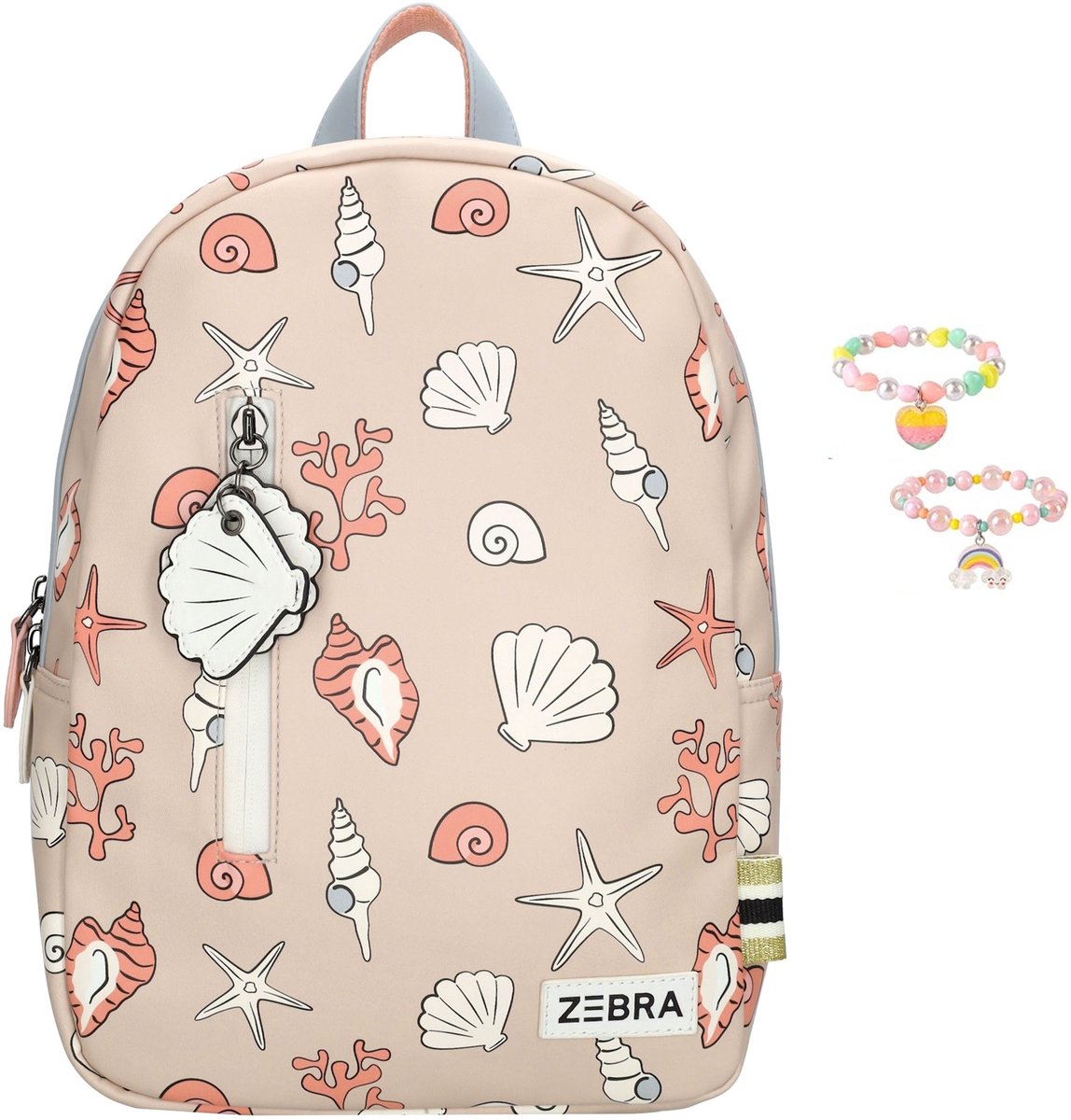 Zebra Rugzak Schelpen - kinderrugzak - schooltas meisje - rugtas + armbandje