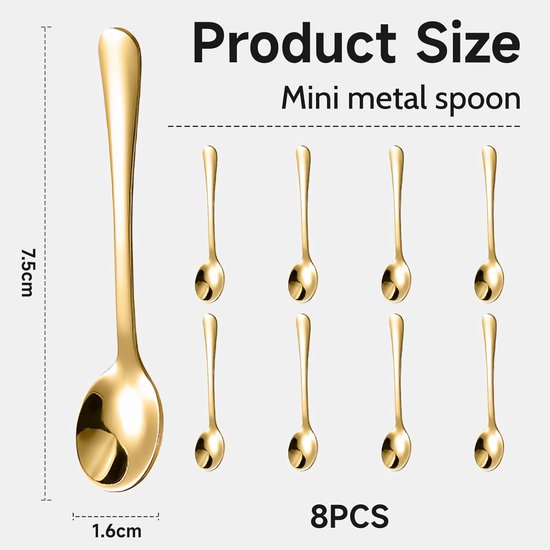 Kleine RVS Lepel - 6 Kleine Lepels RVS 7.5 Cm - Schattige Mini Specerij Lepel Zout Honing Suiker Kleine Lepels