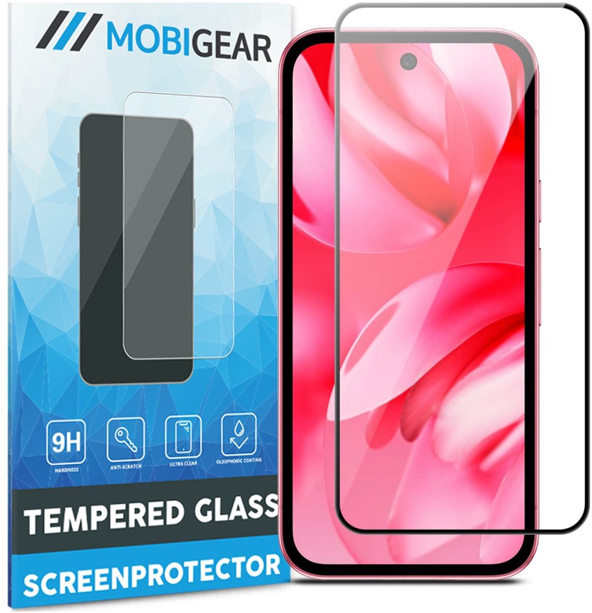 Mobigear Screenprotector geschikt voor Google Pixel 9a Glazen | Mobigear Premium Screenprotector - Case Friendly - Zwart