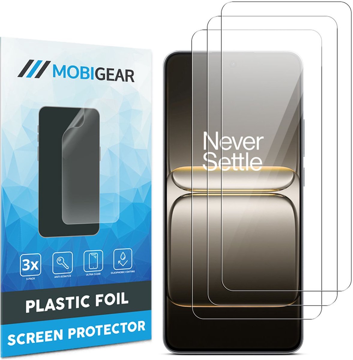 Mobigear Screenprotector geschikt voor OnePlus Nord CE5 | Mobigear Screenprotector Folie - Case Friendly (3-Pack)